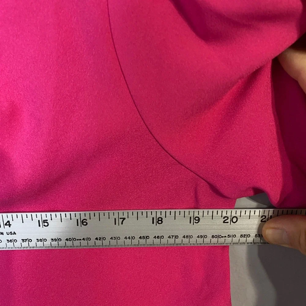 LOFT Magenta Pink Twist Front Puff Sleeve Blouse Medium Mock Neck Keyhole Blouse